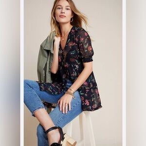 Floral Patterned Salzburg Tunic by Anthropology sz Small